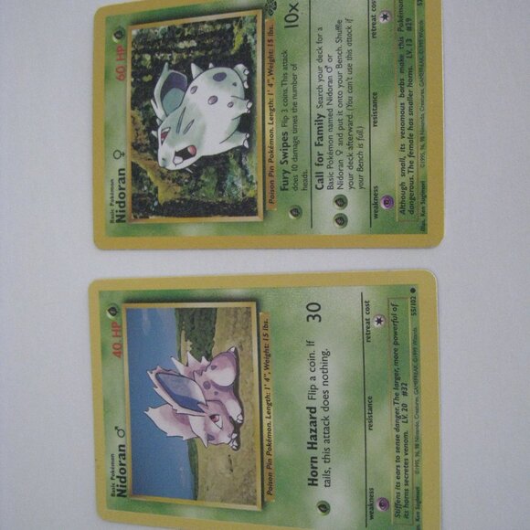 Nidoran 55/102 & Nidoran 57/64 Pokemon Cards Vintage - Picture 2 of 16